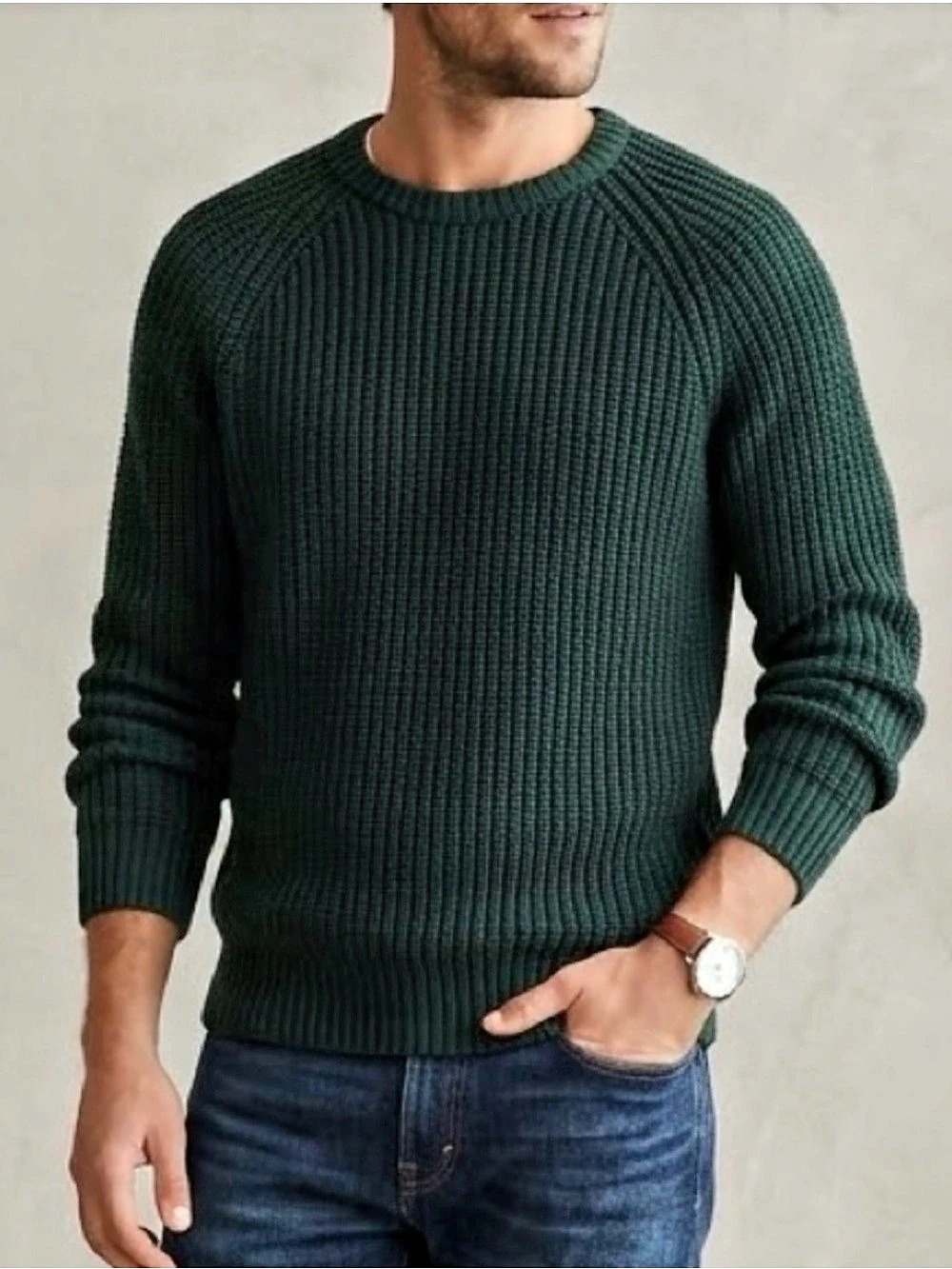 J.Crew Heritage Cotton Ribbed Sweater Green Small